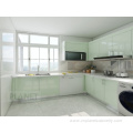Color modular glossy lacquer fitted kitchen cabinet modern